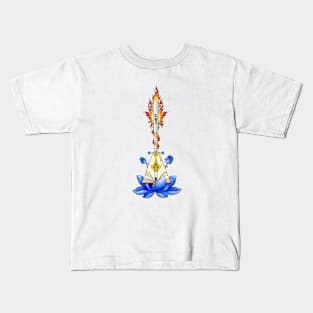Manjushri Motif, white buddhist art Kids T-Shirt